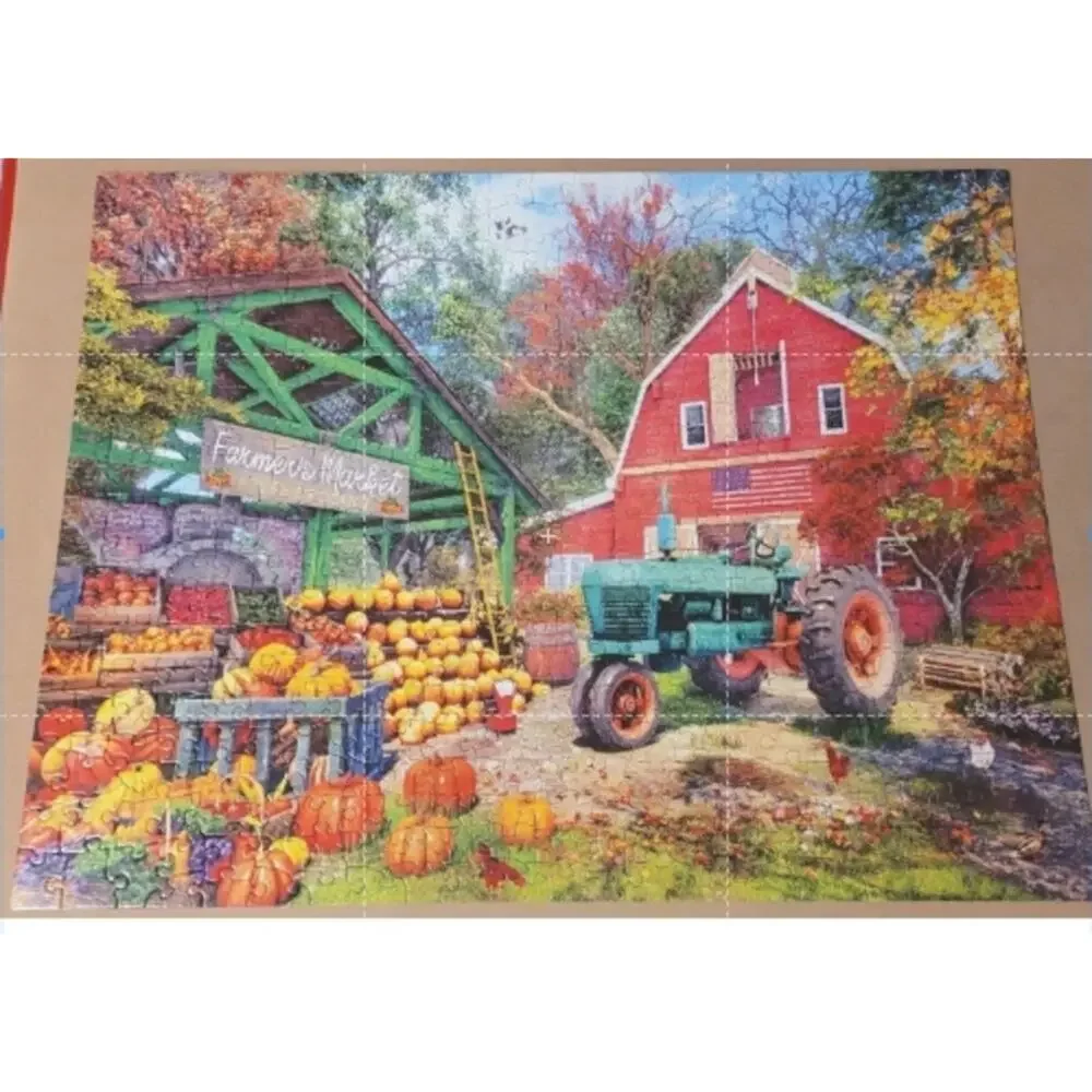 White Mountain FARMER'S MARKET 500 piece puzzle autumn fall COMPLETE